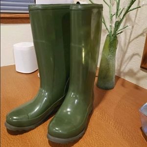SOREL JOAN RAIN TALL BOOTS Size 7.5 Green NWOB